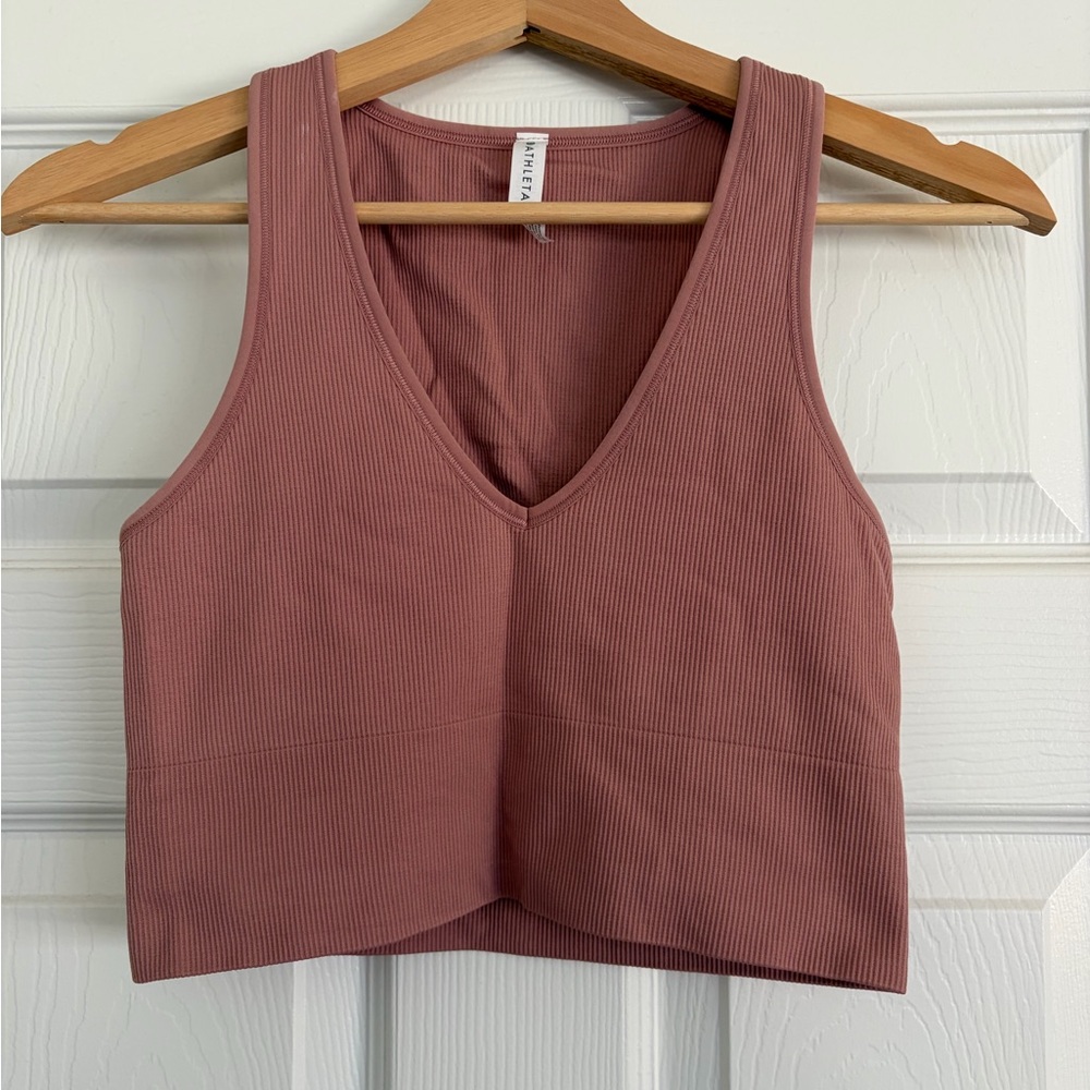 Athleta Dusty Rose Ribbed V-Neck Cropped Tank